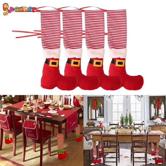Spencer Table Leg Covers, 4Pcs Christmas Chair Leg Covers Red Stripes Chair Table Leg Foot Socks for Christmas Decoration