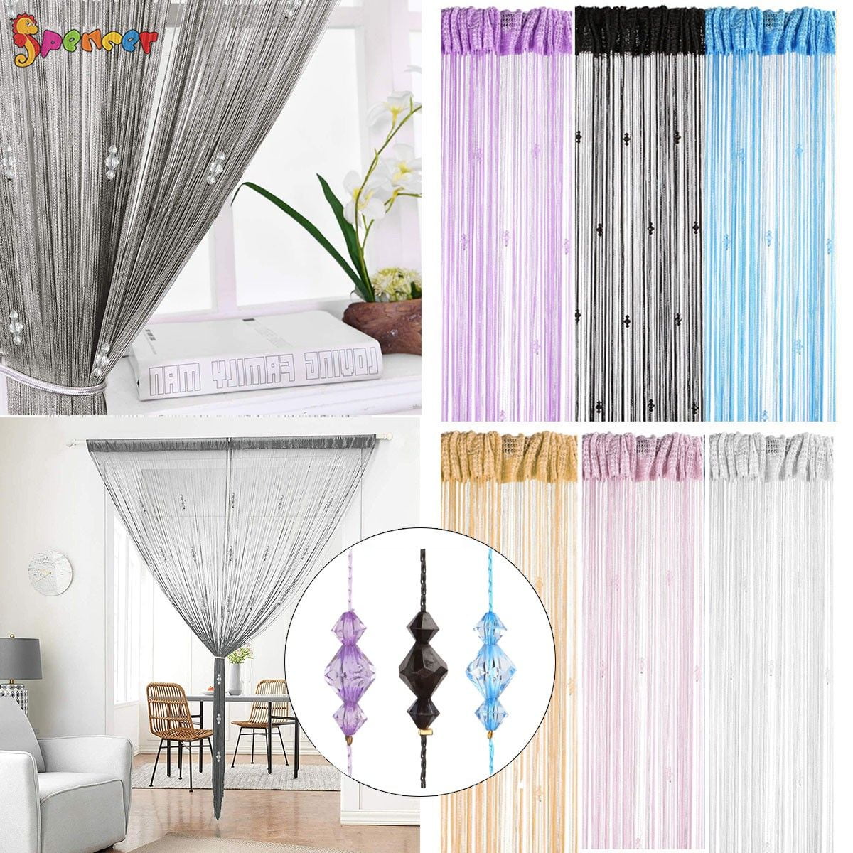 Spencer Tassel Door String Curtain Beads Wall Panel Fringe Window