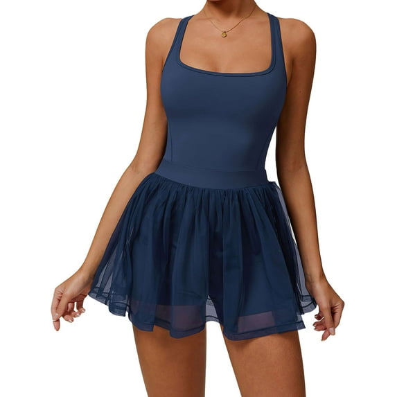 Spencer Tennis Dress for Women Golf Outfits with Shorts and Pockets, Women's Pleated Sleeveless Exercise Athletic Dresses, Size S-XL