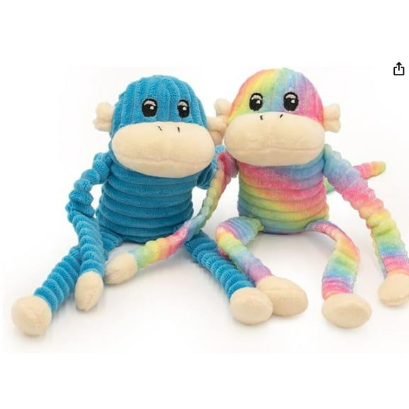 Spencer The Crinkle Monkey, Colorful Dog Toy with Squeakers