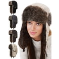 thumbnail image 1 of Spencer Trapper Hat Winter Hats for Women Men with Faux Fur Ear Flaps, Windproof Russian Trooper Hat Skiing Cap, Beige, 1 of 10
