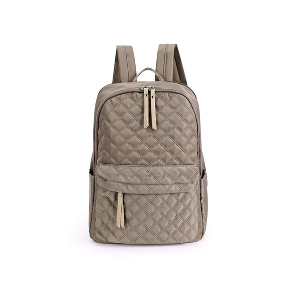 Spencer Travel Backpack for Womens, Nylon Backpack Shoulder Bag, Ladies Lightweight Casual Daypack 15.6 Inch Laptop Backpack, Khaki