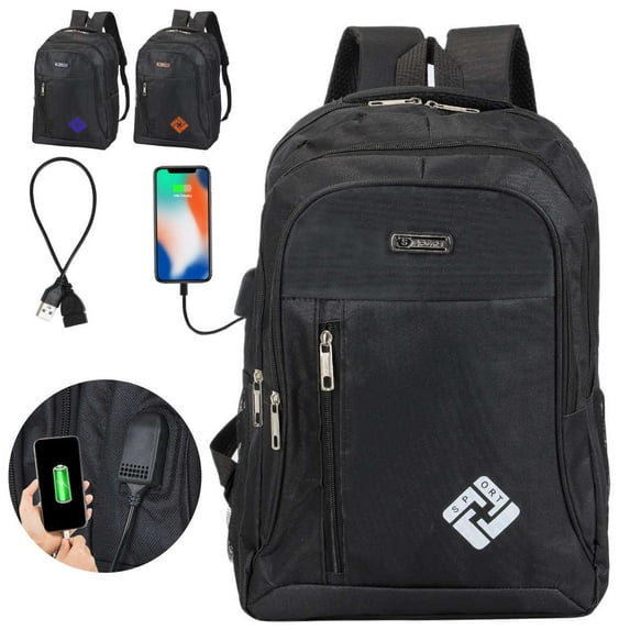 Spencer Travel Laptop Backpack for Men Women, Extra Large Business Backpack with USB Charging Port, College School Computer Bag Waterproof Backpack Fits Laptops up to 15.6 inch, Black
