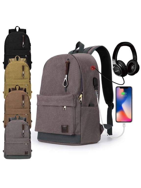 Travel Laptop Backpack for Women Men, Business Rucksack Computer Backpack with USB Charging Port, Upgrade Water Resistant College Bag, Gray