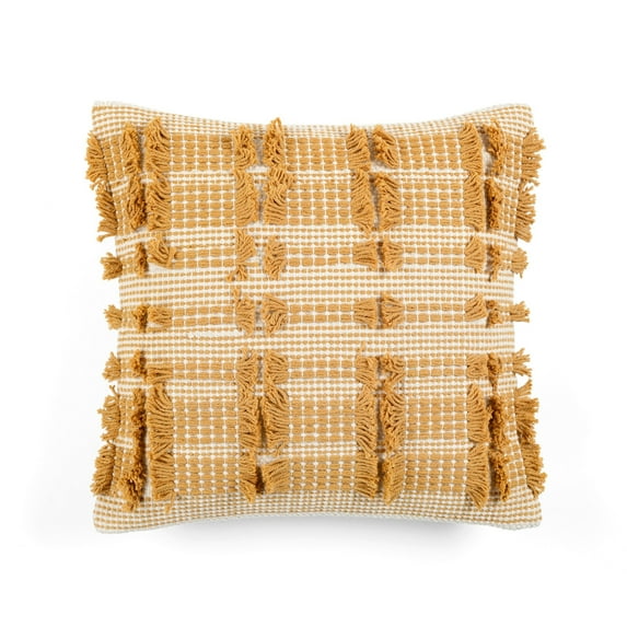 Spencer Tufted Cotton Decorative Pillow Cover Yellow Single 20X20