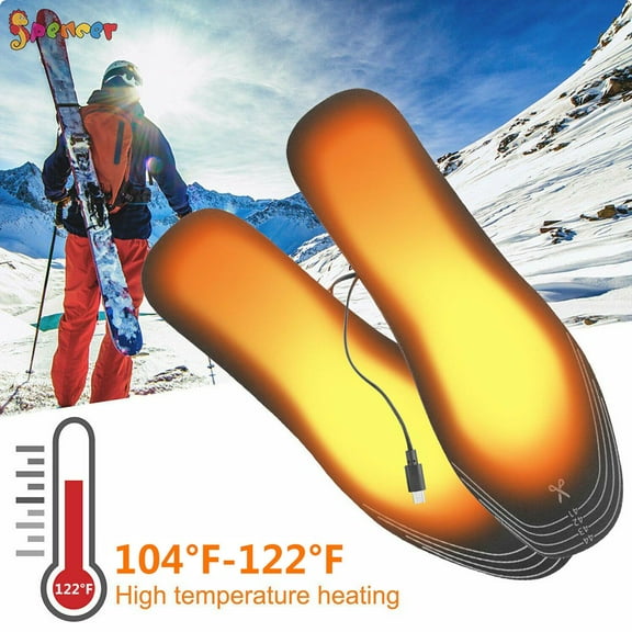 Spencer USB Electric Heated Shoe Insoles Foot Pad Winter Warmer Insoles for Men and Women for Outdoor Camping Skiing Hunting (Size 10-14/41-46)
