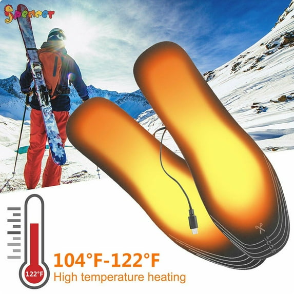 Spencer USB Electric Heated Shoe Insoles Foot Pad Winter Warmer Insoles for Men and Women for Outdoor Camping Skiing Hunting (Size 5-9/35-40)