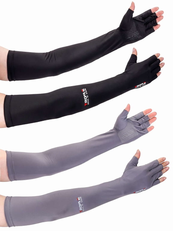 UV Long Sun Protection Gloves for Men and Women, Cooling Arm Sleeves Half Finger Gloves for Driving Outdoor Sports