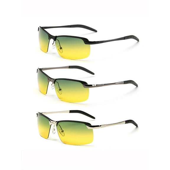 Spencer UV400 HD Mens Polarized Driving Glasses Day & Night Vision Cycling Sunglasses (Gun frame)