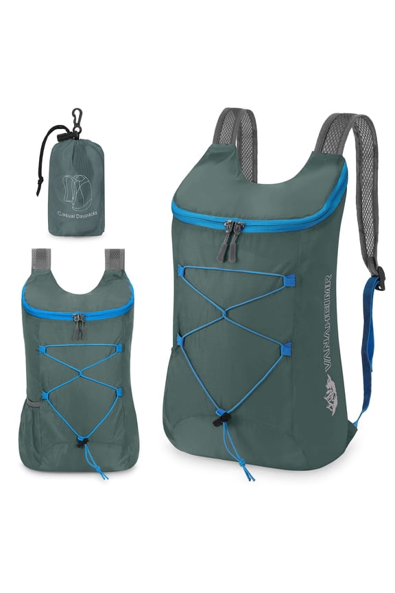 Ultra Lightweight Foldable Backpack Men Women Shoulder Bag Waterproof Packable Backpack Travel Camping Hiking Daypack, Gray
