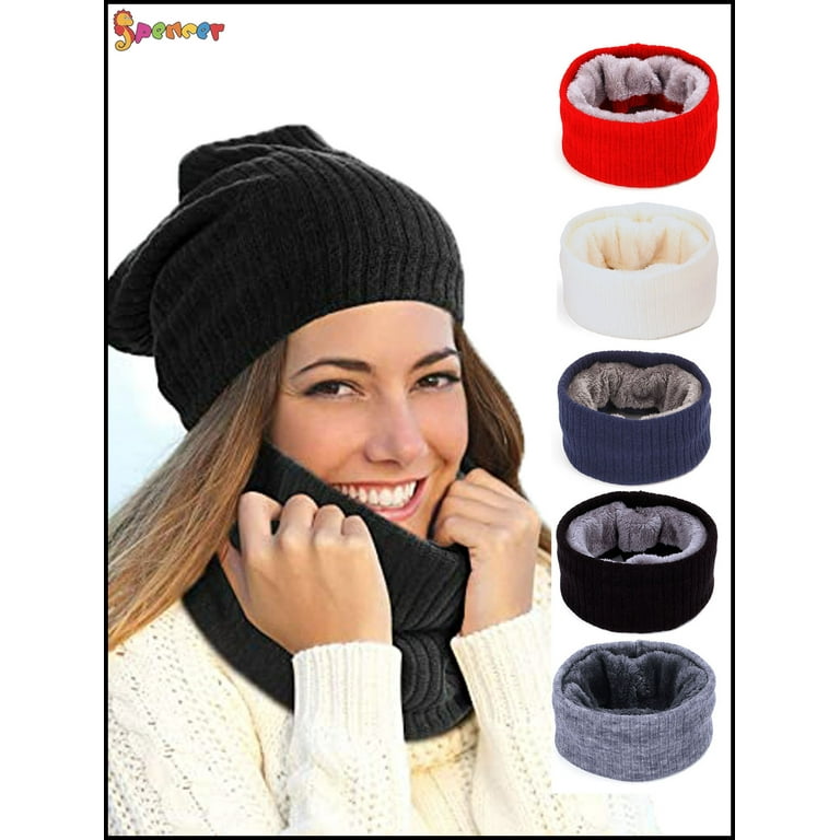 Unisex Winter Neck Warmer, Knitted Scarf Thick Winter Circle Scarf