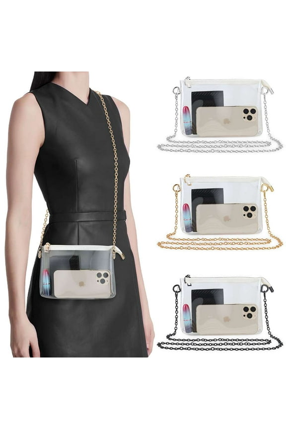 Waterproof Clear Crossbody Bag, See Through Messenger Satchel Shoulder Bag Stadium Approved Clear Purse for Concerts, Sports Events