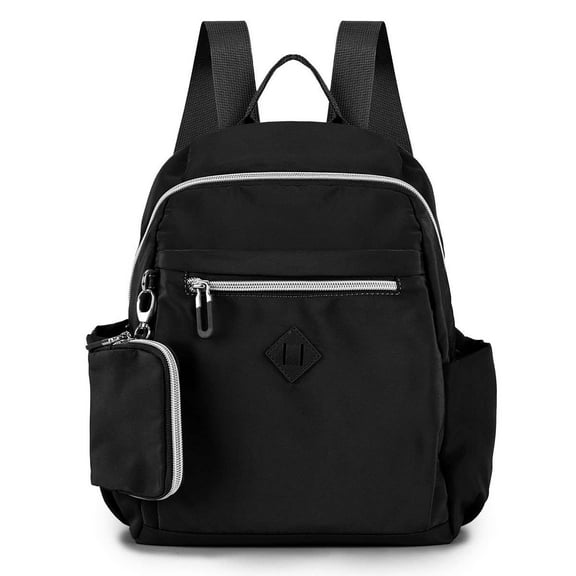 Spencer Waterproof Nylon Travel Backpack for Women Casual Shoulder Bag Lightweight Small Daypack Purse for Adult Hiking Camping Cycling, Black