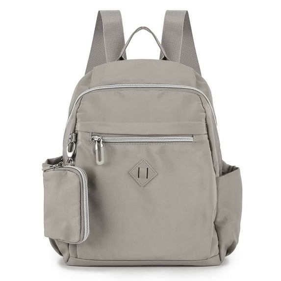 Spencer Waterproof Nylon Travel Backpack for Women Casual Shoulder Bag Lightweight Small Daypack Purse for Adult Hiking Camping Cycling, Gray