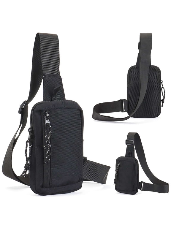 Waterproof Sling Backpack for Men Shoulder Crossbody Sling Bag Oxford Travel Chest Bags Purse, Black
