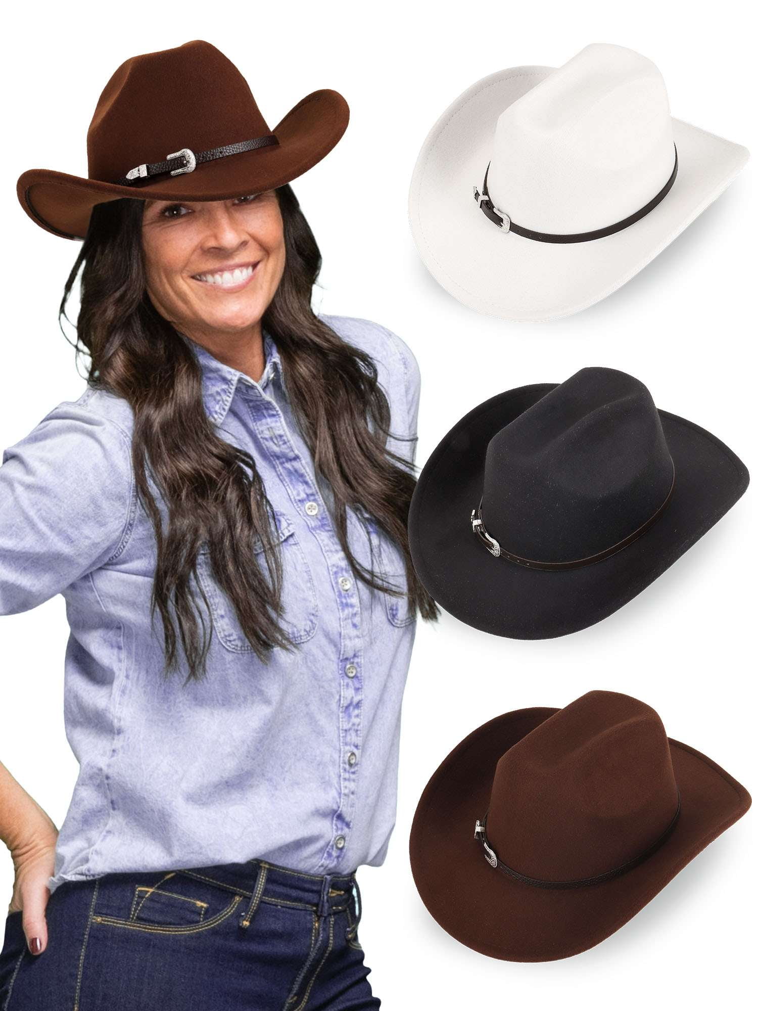 Spencer Western Cowboy Hat for Men Women Wide Brim Fedora  display picture 3