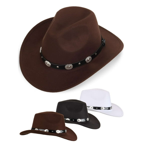 Spencer Western Cowboy Hat for Men Women Wide Brim Fedora Hat with Buckle Belt Fashion Vintage Jazz Cap, White