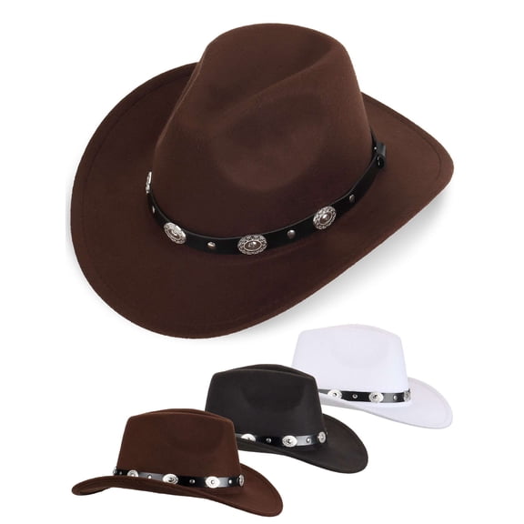 Spencer Western Cowboy Hat for Men Women Wide Brim Fedora Hat with Buckle Belt Fashion Vintage Jazz Cap, White