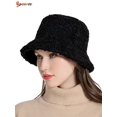 thumbnail image 1 of Spencer Winter Bucket Hat for Women Men Warm Cloche Hats Vintage Faux Fur Fisherman Cap "Black", 1 of 7