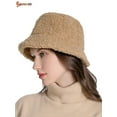 thumbnail image 1 of Spencer Winter Bucket Hat for Women Men Warm Cloche Hats Vintage Faux Fur Fisherman Cap "Khaki", 1 of 7