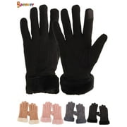 Spencer Winter Gloves Touchscreen for Women, Warm Suede Texting Gloves Thermal Soft Lining Windproof for Running Driving "Black"