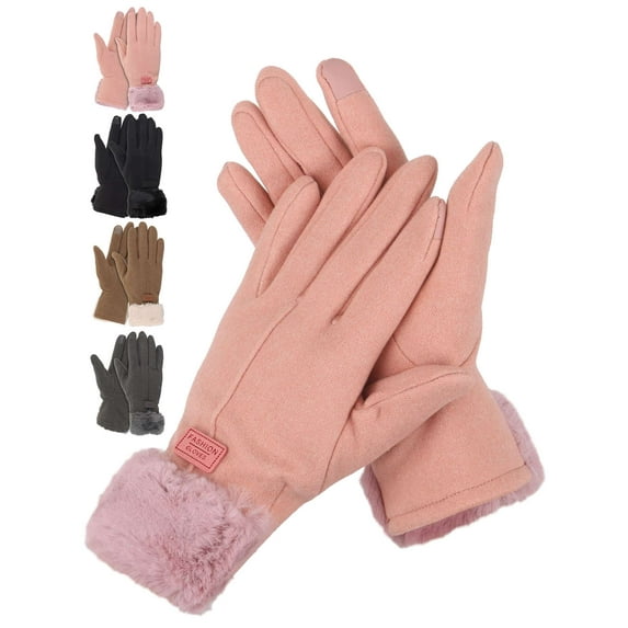 Spencer Winter Gloves Touchscreen for Women, Warm Suede Texting Gloves Thermal Soft Lining Windproof for Running Driving "Black"