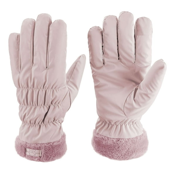 Spencer Winter Gloves for Women, Touchscreen Waterproof Windproof Gloves Cold Weather Warm Thermal Gloves with Faux Fur Cuff, Pink
