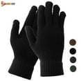 thumbnail image 1 of Spencer Winter Touchscreen Gloves for Men, Warm Wool Fleece Texting Gloves Anti-Slip Soft Lining Elastic Cuff Glove (Black), 1 of 8