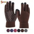 thumbnail image 1 of Spencer Winter Warm Texting Gloves for Women Men, Knit Gloves Touchscreen Anti-Slip Silicone Gel Thermal Soft Lining Elastic Cuff Texting Gloves "Brown,Men", 1 of 6