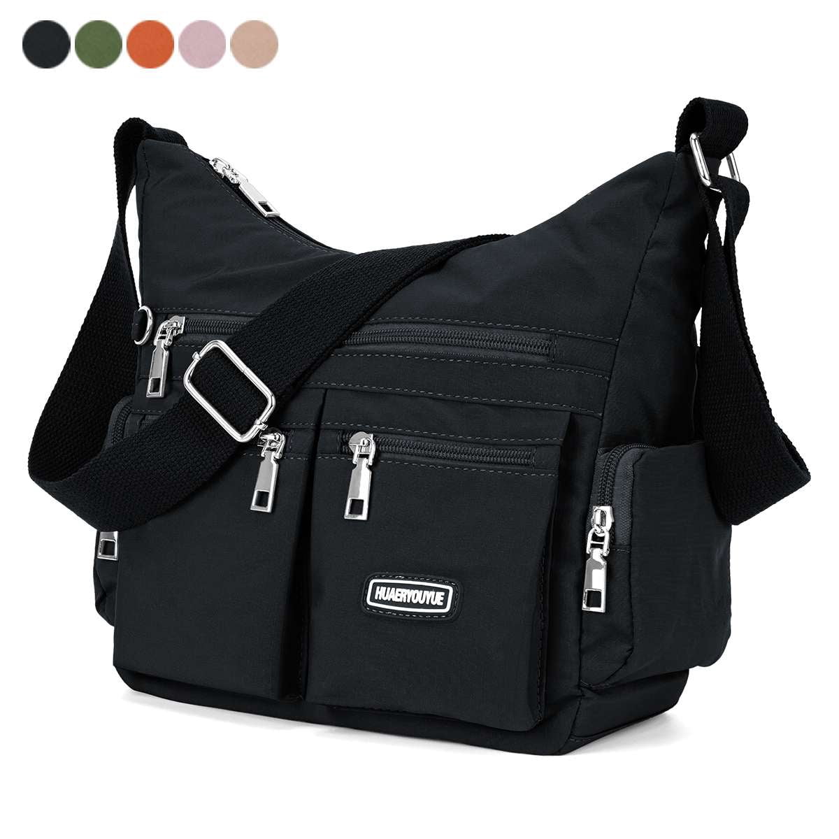 Spencer Women 9-Pockets Crossbody Bag Waterproof Nylon Single Shoulder ...