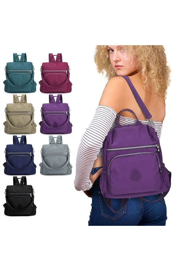 Women Backpack Purse Anti-theft Travel Backpack Ladies Shoulder Bags Waterproof Nylon Handbags Casual Daypack, Black