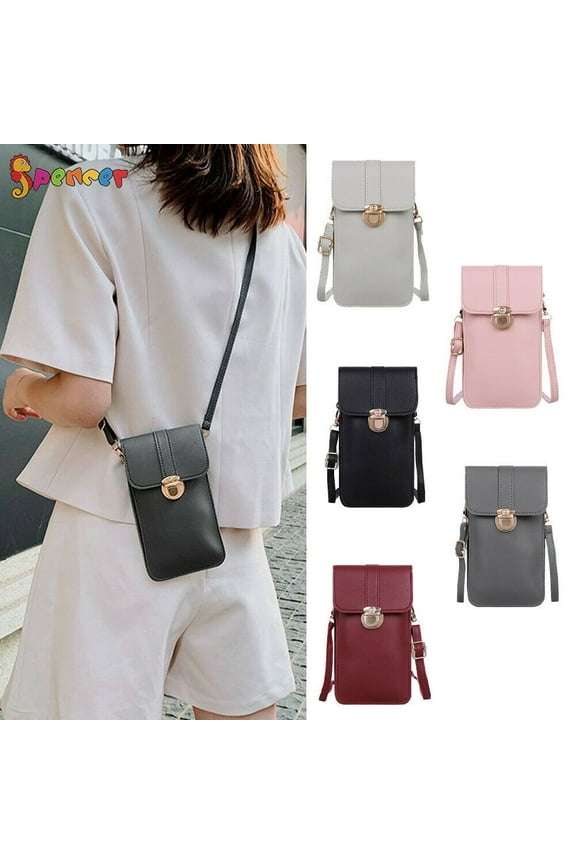 Women Cell Phone Purse Bag Mini Crossbody Bag Shoulder Strap Touch Screen Smartphone Pouch Wallet "Grey"