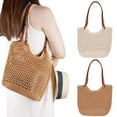 thumbnail image 1 of Spencer Women Crochet Bag Summer Tote Bag Mesh Shoulder Bag Lightweight Woven Purses Bag for Vacation, Khaki, 1 of 11