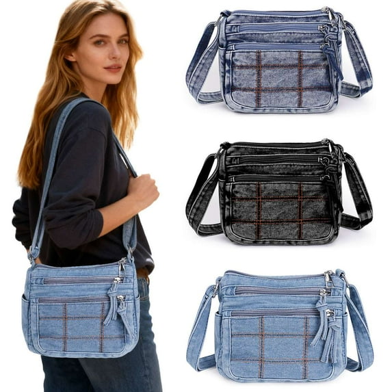 Spencer Women Crossbody Bag Denim Shoulder Purses Lightweight Handbag Travel Purses Bag for Women, Blue