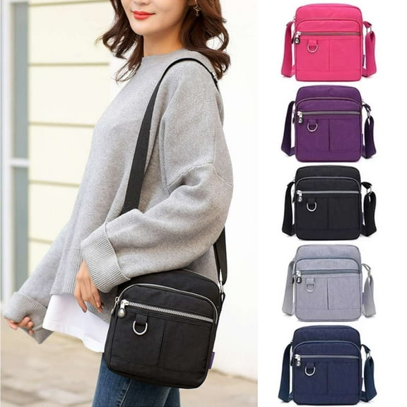 Spencer Women Crossbody Bags Waterproof Nylon Satchel Shoulder Bag Lightweight Messenger Purses Multi-Pocket (Rose Red)