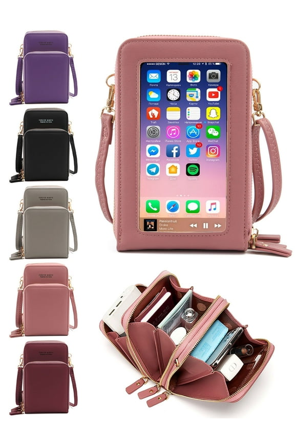 Women Crossbody Cellphone Pouch Waterproof Cellphone Purse Wallet Touch Screen Shoulder Bag For iPhone 12, 12 Pro Max,11 Pro Max, 11 Pro, XS Max "Red"