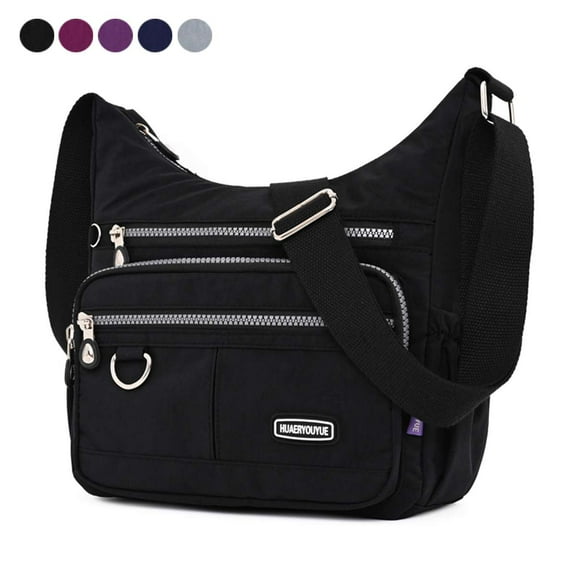 Spencer Women Crossbody Handbag Waterproof Nylon Handbag Purse Bag Upgrade Roomy Multiple Pockets Messenger Satchel for Girls, Black