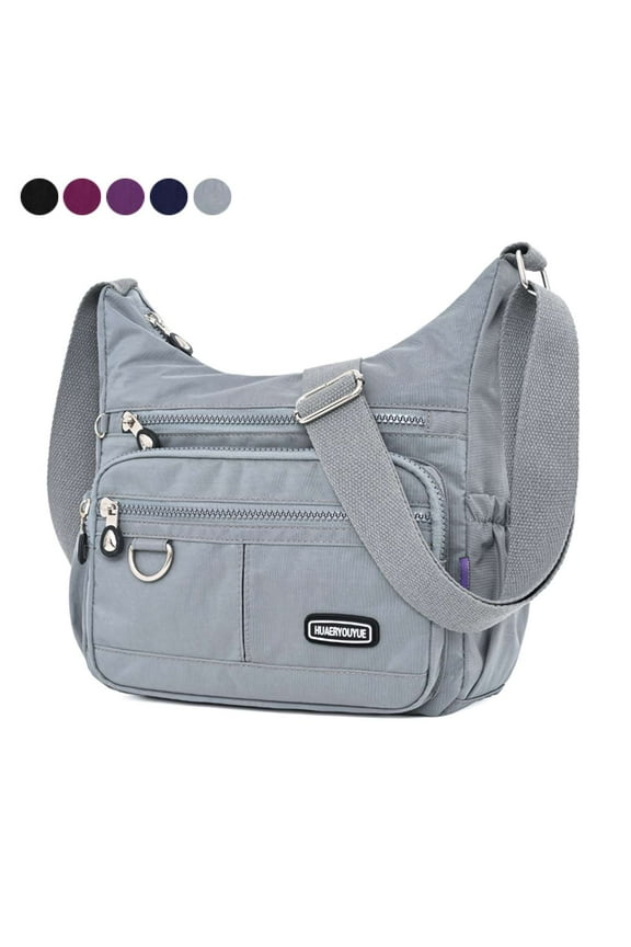 Women Crossbody Handbag Waterproof Nylon Handbag Purse Bag Upgrade Roomy Multiple Pockets Messenger Satchel for Girls, Gray