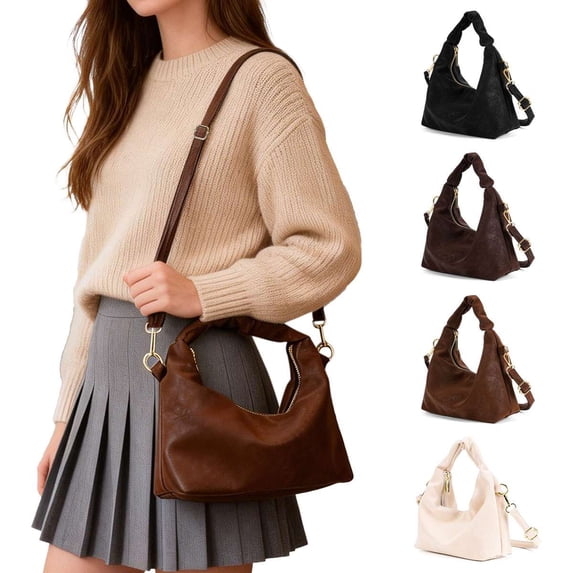 Spencer Women Handbags and Purses Ladies Crossbody Shoulder Bag Top Handle Satchel PU Leather Crescent Clutch with Removable Strap, Brown