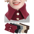 thumbnail image 1 of Spencer Women Knitted Fake Collar Scarf Neck Warmer Winter Detachable Button Closure Scarf Wrap (Gray), 1 of 8