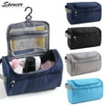 thumbnail image 1 of Spencer Women Men Hanging Travel Toiletry Shaving Bag Portable Waterproof Cosmetics Organizer Kit with Hook for Bathroom Shower "Blue", 1 of 9