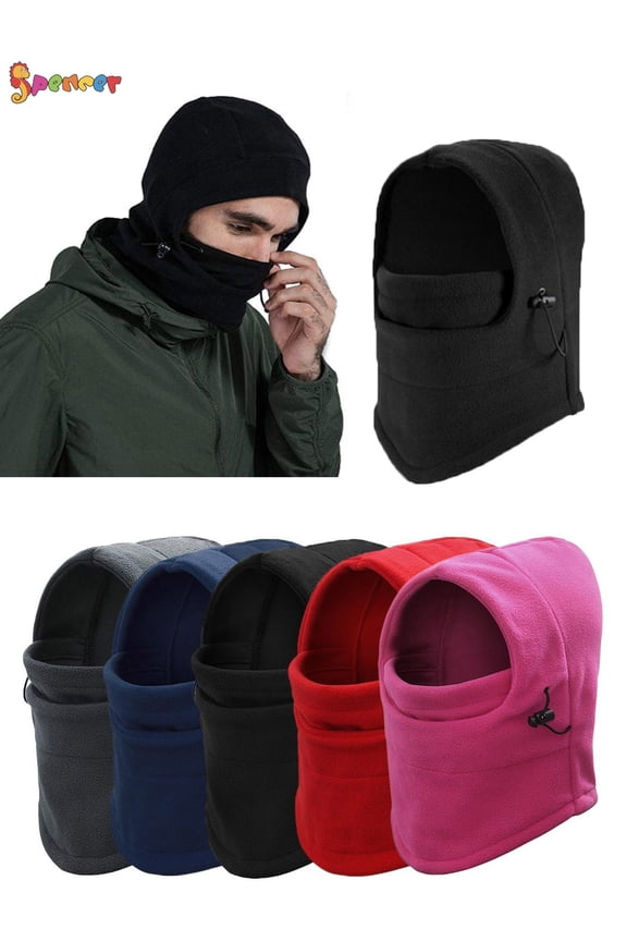 Women Men Windproof Warm Fleece Hat & Scarf Balaclava Hood Ski Full Face Mask Neck Warmer Cold Weather Headwear for Snowboard Winter Sports "Red"