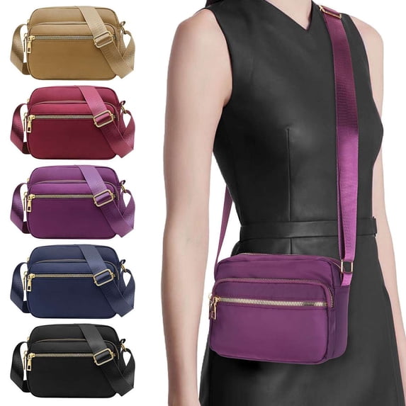 Spencer Women Nylon Crossbody Bags Purses and Handbags Casual Messenger Bag Waterproof Crossbody Purse for Ladies, Black