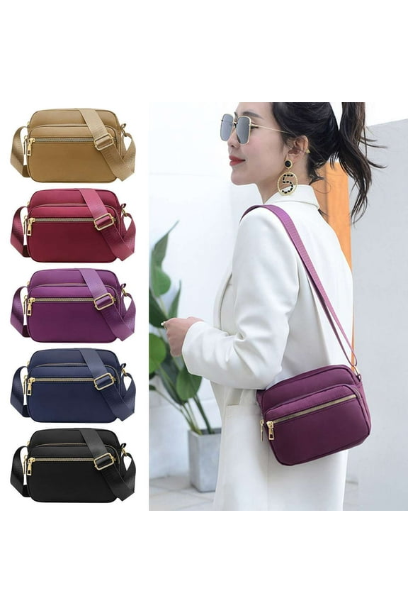 Women Nylon Crossbody Bags Purses and Handbags Casual Messenger Bag Waterproof Crossbody Purse for Ladies, Black