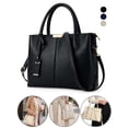 thumbnail image 1 of Spencer Women Satchel Handbags Top Handle Purse Medium Tote Bag Leather Crossbody Purses Shoulder Bag for Work Office Daily, Black, 1 of 10