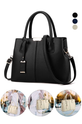 Women Satchel Handbags Top Handle Purse Medium Tote Bag Leather Crossbody Purses Shoulder Bag for Work Office Daily, Black