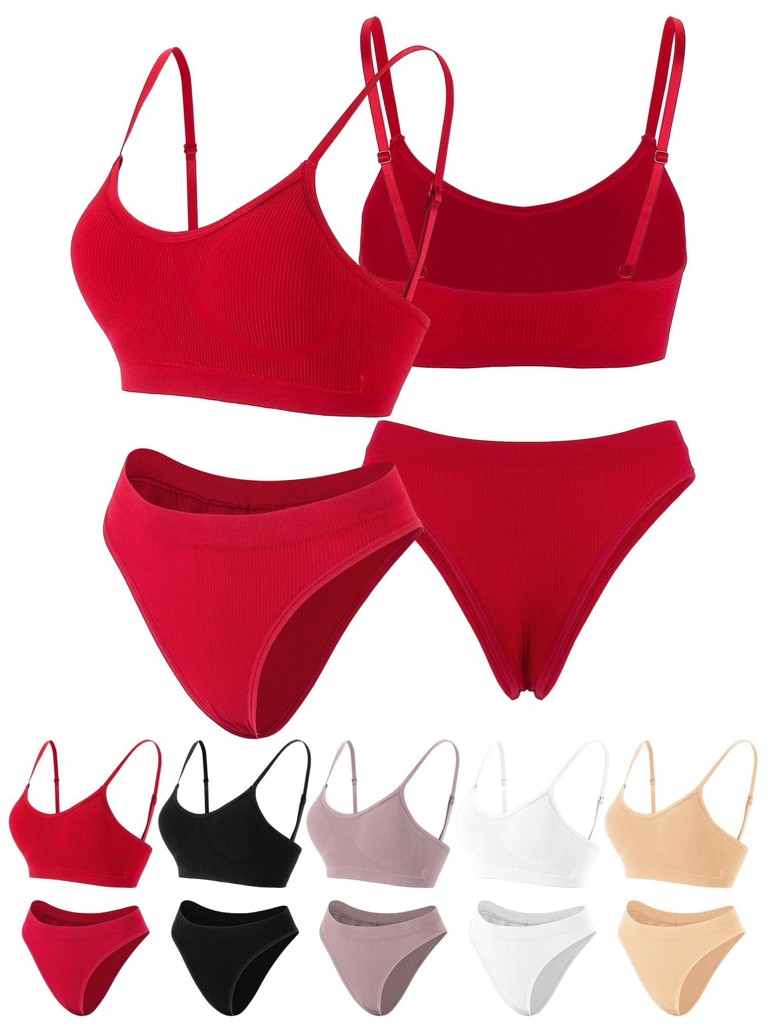 Spencer Women Sexy Lingerie Set 2 Piece Female Push Up Bra and Panty Set  Strappy Bralette Underwear Sleepwear Nightwear 