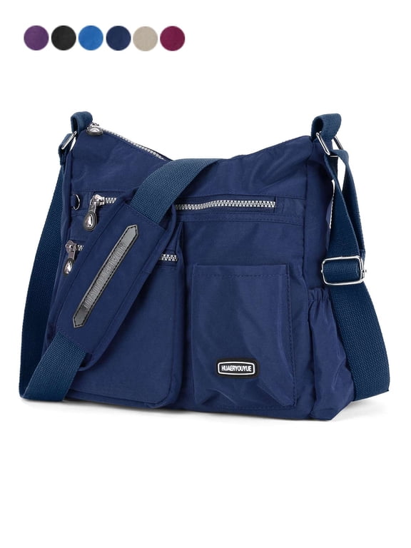 Women Shoulder Bags Multiple Pockets Handbags Bags For Ladies Nylon Crossbody Bag Wallets Purses Fashion Satchel Large Messenger (Navy)