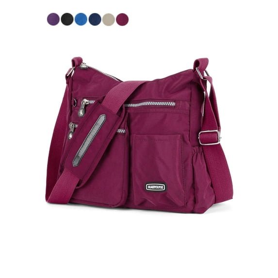 Spencer Women Shoulder Bags Multiple Pockets Handbags Bags For Ladies Nylon Crossbody Bag Wallets Purses Fashion Satchel Large Messenger (Grape Purple)