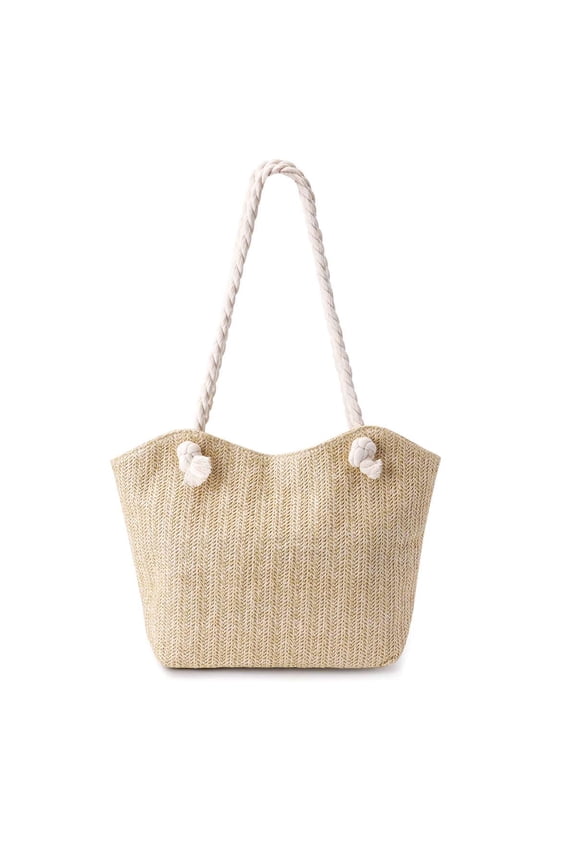 Women Straw Woven Tote Bag Summer Beach Rattan Paper Handbag Tote Purse Travel Boho Bag, Khaki